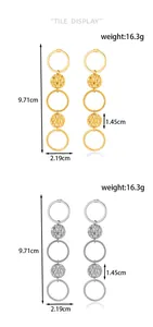 Detailed size measurement of long chain tassel earrings with length and weight specifications