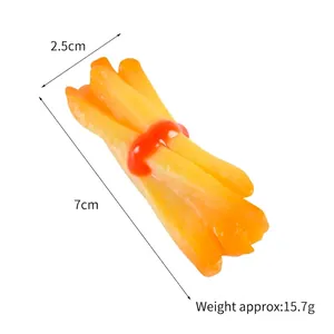 Realistic PVC fries model with ketchup ring, 7cm toy pendant for kitchen play