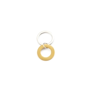 Polished stainless steel dual-tone key ring featuring silver and gold plating
