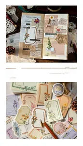 Detail showing vintage scrapbooking paper set with floral motifs and nostalgic textures