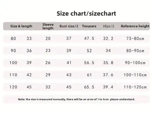 Tableau détaillé des tailles pour pyjama enfant ours avec diverses mesures précises