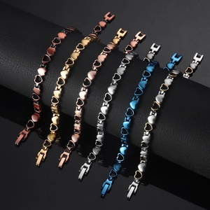 Bracciali magnetici a cuore in acciaio inossidabile in sei diverse finiture metalliche