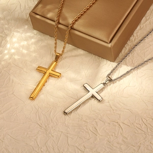 Cross Pendant Necklace Stainless Steel Twisted Rope Chain High Polished Minimalist Jewelry For Men Women