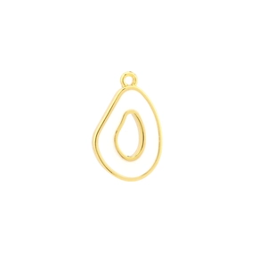 Macro shot of 18K gold plated avocado pendant with white enamel detail for DIY jewelry