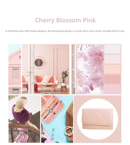 Detail of pink PU leather jewelry organizer showing internal card slots and zipper pocket