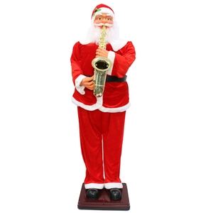 Life-size 1.8m singing and dancing Santa Claus playing saxophone for holiday decor