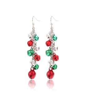 Boucles D'oreilles Pendantes Cloches De Noël Métal Festif Rouge Vert Argent Gland Accessoires De Fête Pour Femmes