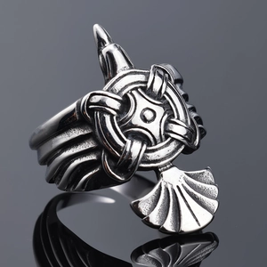 Nordic Mythology Sun Bird Totem Ring Stainless Steel Viking Raven Head Celtic Knot Retro Punk Jewelry Unisex