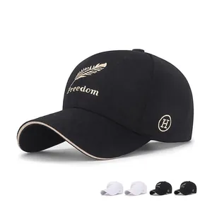 Casquette De Baseball Brodée Coton Polyester Protection Solaire Extérieur Décontracté Chapeau Réglable Liberté Soleil Blé Plume