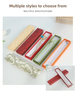 Detailed view of rectangular vintage jewelry gift boxes in multiple colors for necklaces