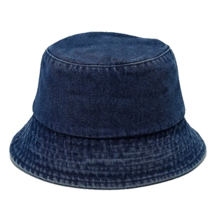 Vintage dark blue washed denim bucket hat with reinforced stitching for sun protection