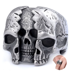 Skull Ring Stainless Steel Retro Gothic Biker Style Punk Vintage Jewelry For Men