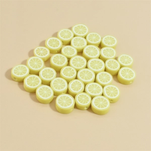 10mm yellow polymer clay lemon slice beads for DIY jewelry and phone chain making