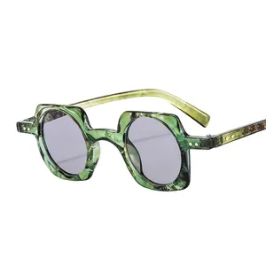 Square Frame Round Lenses Sunglasses PC Punk Hip Hop Retro UV400 Protection Unisex Fashion Eyewear For Men Women