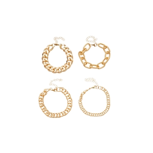 Chic 4-piece gold chain bracelet set including cuban and twisted links with lobster clasps