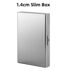 Slim 1.4cm stainless steel card holder case with anti-theft RFID protection