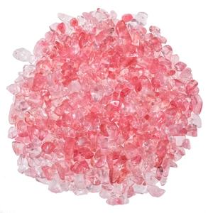 DIY jewelry making kit featuring pink natural irregular gemstone chips on white background