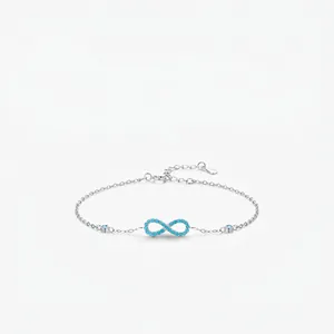 925 Sterling Silver Infinity Love Bracelet For Women Elegant Turquoise Inlaid Cross Chain Jewelry Minimalist Hand Ornament