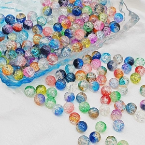 Mix of colorful 6mm and 8mm cracked glass beads for DIY jewelry making and crafts