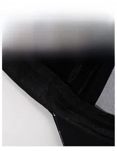 Detail of the widened sweatband with breathable mesh fabric on the black baseball cap