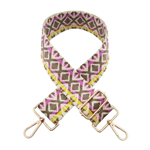 Adjustable bohemian style woven replacement strap with colorful geometric patterns