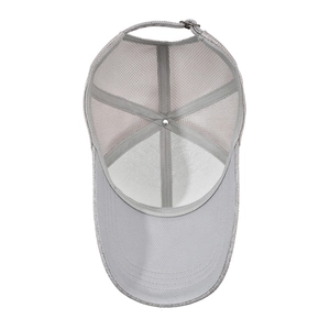 Light gray breathable mesh baseball cap for men with adjustable buckle and wide brim