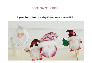 Christmas felt gnome picks with knit hats and faux fur beards for bouquet DIY decor
