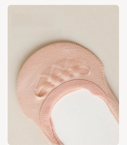 Detailed macro view of 3D heel design on breathable mesh low-cut invisible socks