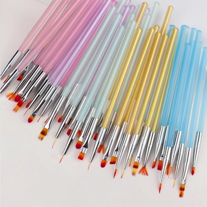 Multicolor nail art brush set with dual-end pens for gel extension and line drawing