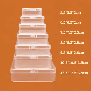 Transparente PP Kunststoff Aufbewahrungsbox Quadratische Schmuck Organizer Box Mit Klappdeckel Für Handwerk Perlen Kleinteile Elektronik