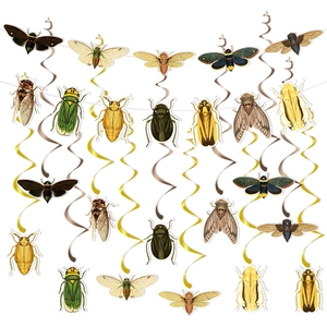 Insect Theme Party Decoration Banner Hanging Swirls Cicada Beetle Pattern Cardboard PVC Material For Birthday Kids Celebration