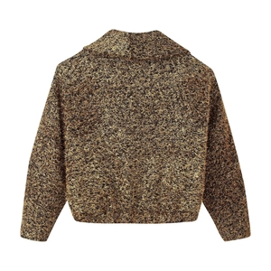 Metallic gold textured long-sleeve bomber jacket with shimmering fabric detail