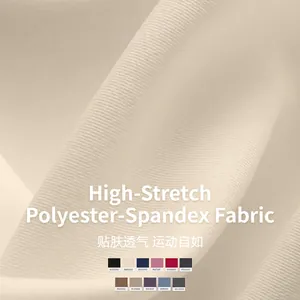 Gros plan du tissu de yoga extensible en polyester-élasthanne crème avec 11 coloris