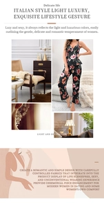 Detail of Italian style floral print silk pajama set with camisole and long trousers