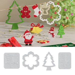 Siliconen Kerstmis Vorm DIY Kerstman Rendier Hanglabel Harsvorm Kerstboom Decoratie Peperkoekman Bakgereedschap