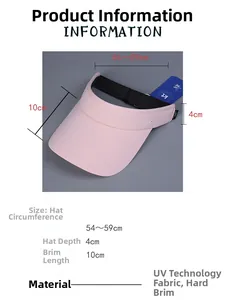 Pink sun visor detail showing 54-59cm adjustable circumference and 10cm wide brim size