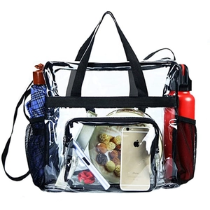 Clear Tote Bag Stadium Approved PVC Waterproof Large Capacity Handbag With Adjustable Shoulder Strap For Sports Work Travel