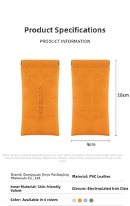 Orange PVC leather sunglasses pouch with metal squeeze closure and soft velvet lining