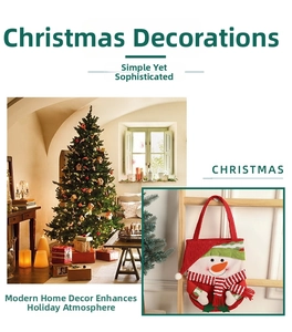 Close-up of a festive snowman gift bag featuring 3D fabric details and plush decorations