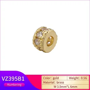 Perle d'espacement en laiton doré avec pierres en zircone pour création de bijoux