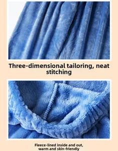 Détail du pantalon en flanelle bleu roi montrant la doublure polaire et le tissu épais