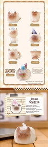 Detailed chart showing cat-shaped crystal aroma stones including rose quartz and amethyst
