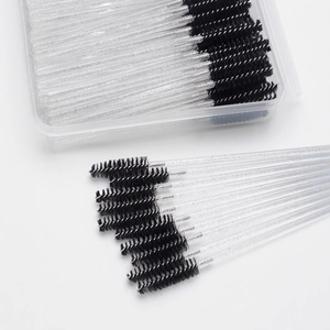 Disposable glitter handle eyelash brushes set with transparent storage case box