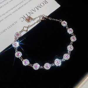 Sparkling 18K gold plated circular link bracelet for women with zircon