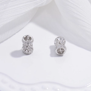 Macro di perline in argento S925 con motivo traforato e zirconi per creazione di gioielli