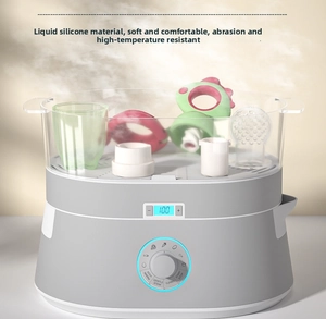 Digital baby food steamer and sterilizer with silicone pacifier and LED display control