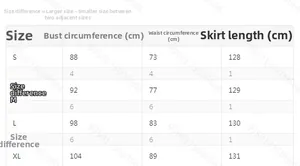 Detailed size chart for the floral print summer dress including bust and length info