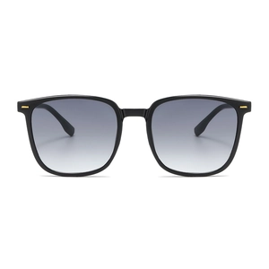 Classic black square frame sunglasses with gradient grey lenses for men and women