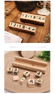 Vue détaillée des blocs de calendrier en bois DIY avec chiffres et caractères chinois