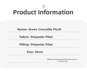 Polyester fabric and filling specifications for the 36cm green crocodile plush toy